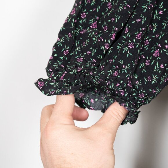 ZARA Revolve Women's M Mini Dress Black Floral Sleeves “The Lisa” Ruffle NWT - Picture 6 of 11